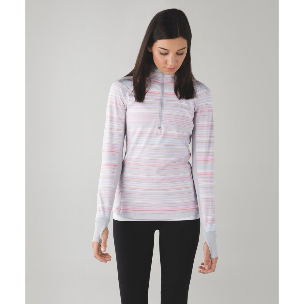 Lululemon Sanctity Stripe Heathered Race With Grace Half Zip II Womens 8